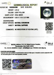 2.23/CT Natural Yellow Sapphire With Govt Lab Certificate (12210)